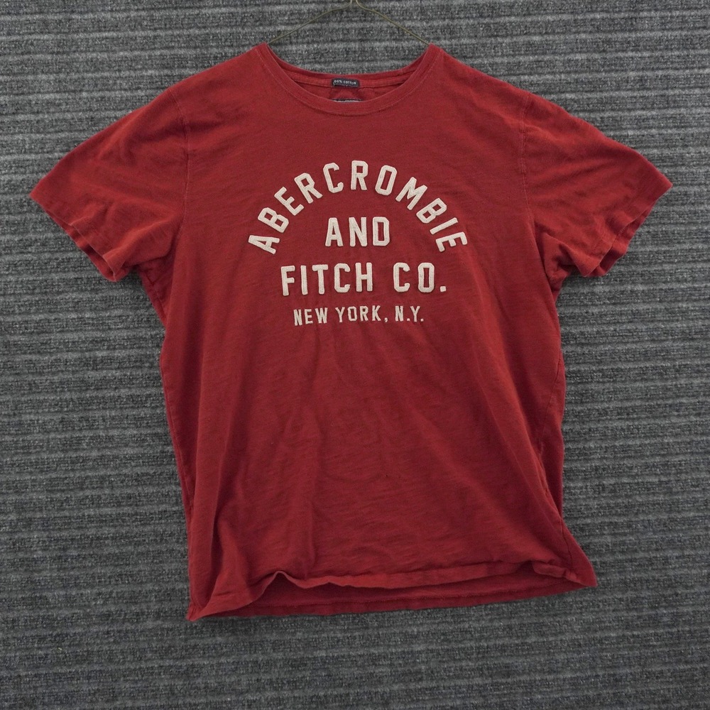 VTG Abercrombie & Fitch T-Shirt Men XL Red Logo Graphic Short Sleeve Tee